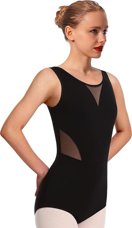 Dance Leotard for Women Tank Mesh Dancewear,Panel Mesh,Chest Lining