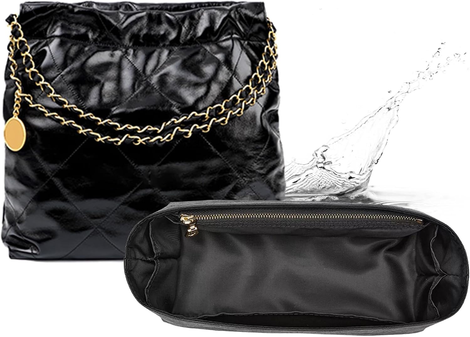 Purse Organizer for Chanel 22 Bag,S,Black