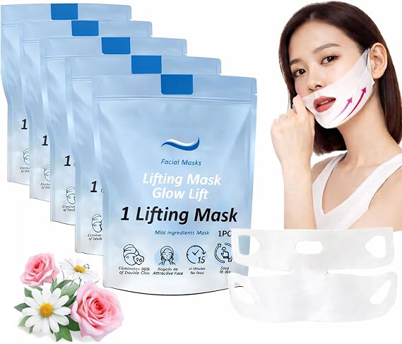 5pcs Chinology Double Chin Lifting Mask, Double Chin Reducer for Women, V Line Face Sculpting Mask, Firming & Tightening Beauty Sleep Mask for Jawline Care (A)