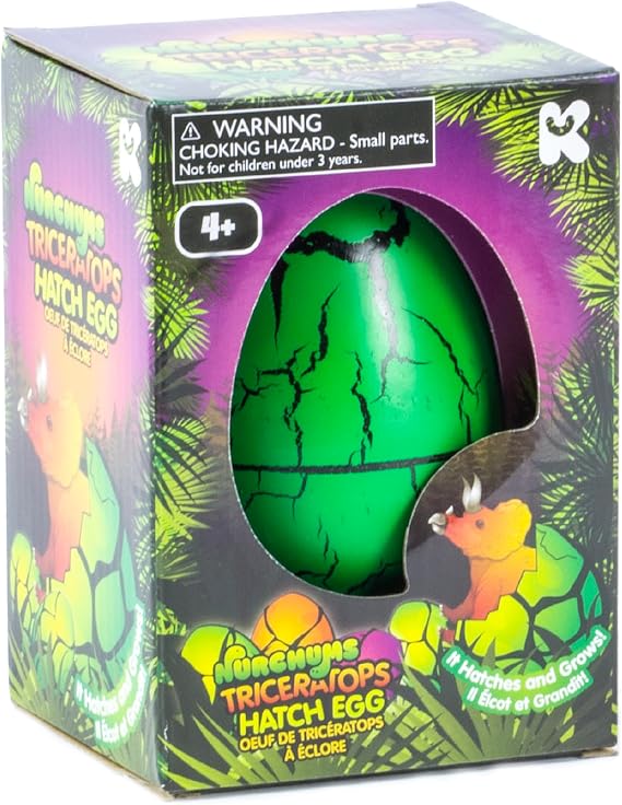 Dinosaur Hatching Egg Triceratops - Hatch & Grow Interactive Toy, 11 cm Collectible Figure