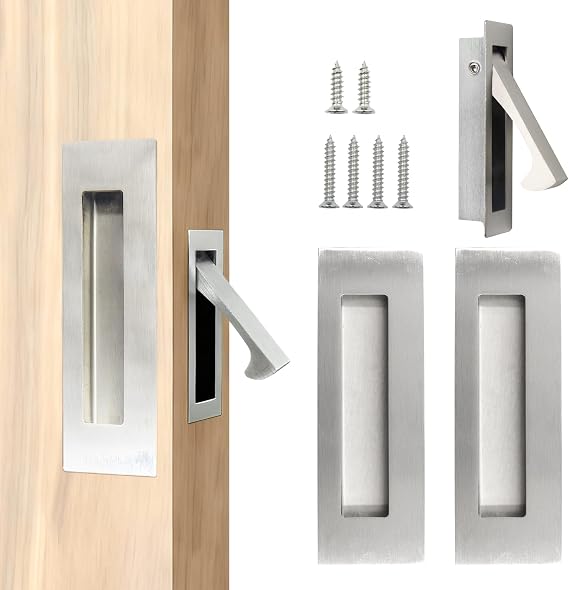Embedded Sliding Pocket Door Handles Silver, Recessed Pull Handle