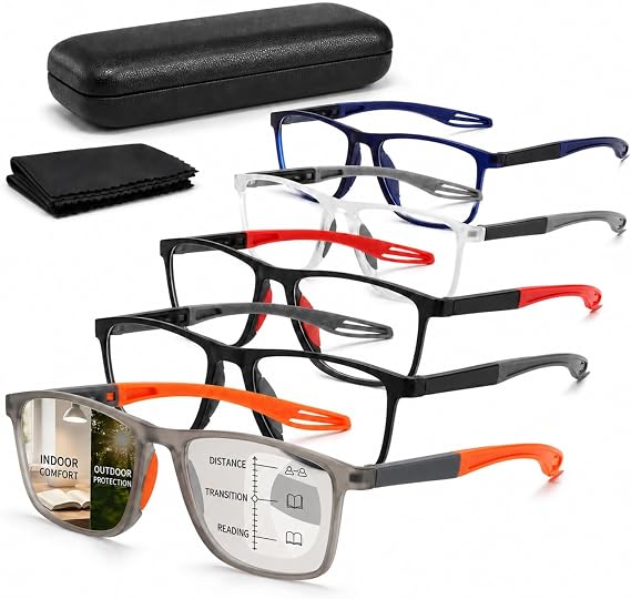 Photochromic Blue Light reading Glasses, Progressive Multifocal Reading Glasses
