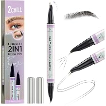 2CHILL 30° Curved Eyebrow Pencil, Magic 2 in 1 Eyebrow Pen Pro, Waterproof Eye Brow Pen with 2 Tips, Vivid Microblading Brow Pencils for Women, Last All Day Makeup (05 Black)