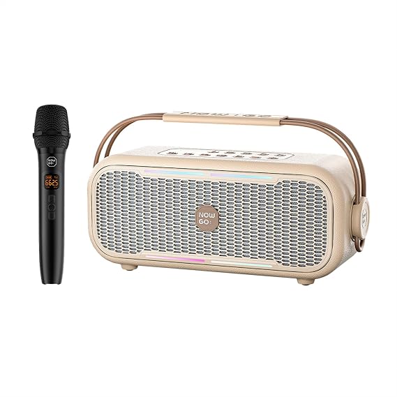 C1 100W Taşınabilir RGB Bluetooth Hoparlör Mikrofonlu Karaoke Parti Speaker Bej