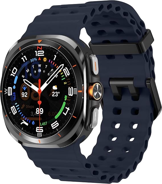 Teknoft Samsung Galaxy Watch Ultra 47mm ile Uyumlu Delikli Model Ocean Loop Yumuşak ve Hafif Silikon Kordon