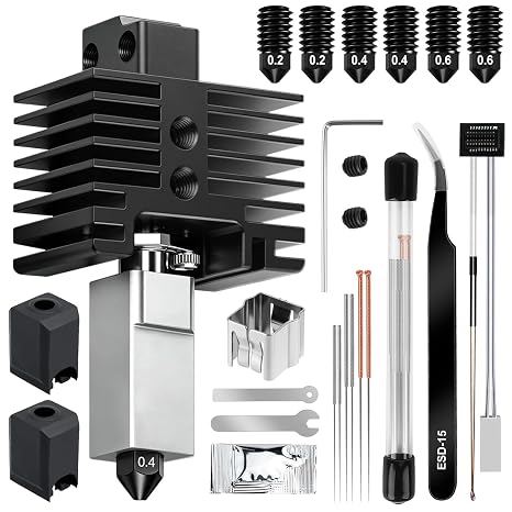 Bambu Lab P1P/P1S用ホットエンドキット、硬化スチールノズル付き3Dプリンターホットエンド交換 0.2/0.4/0.6mm、高速&温度押出機加熱ブロックホットエンド Bambu Lab P1P/P1S 3Dプリンター用