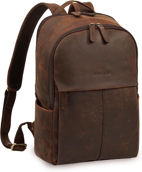 STILORD "Marino" Stylish Real Leather Backpack for Women and Men Medium – 13-14 inch Laptop Backpack Leather Anti Theft Rucksack – Ideal as an Elegant City Backpack Colour:Zamora - Brown