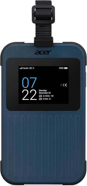 Acer Connect Enduro M3 5G Router/Mobile Hotspot (2.4-inch Touchscreen, Wi-Fi 6, USB-C, MIL-STD-810H & IP54 Certified) - includes 20GB roaming data