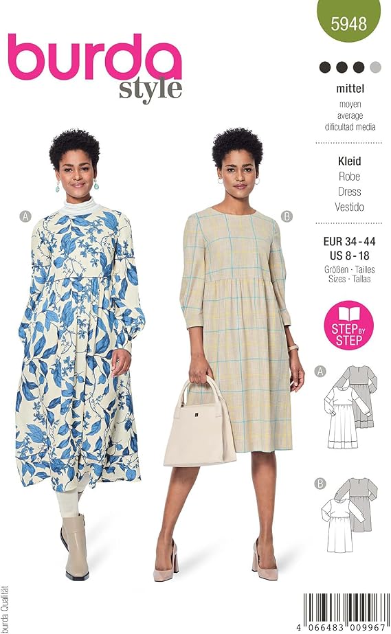 Burda 5948 Sewing Pattern - Sew Your Own Dress [Ladies, Sizes: 8-16] Level 3 for Advanced Users