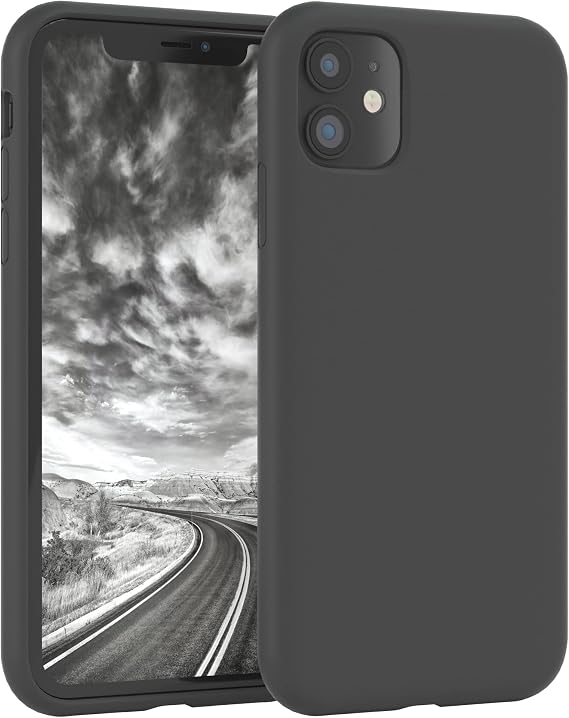 EAZY CASE Premium Silicone Mobile Phone Case Compatible with iPhone 11 Slim Cover with Camera Protection and Inner Lining Silicone Case Protective Case Bumper Mobile Phone Case Case Soft Case Dark Grey