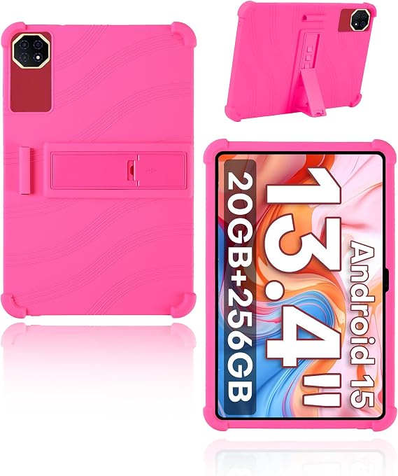 Case for Teclast T65 Plus Tablet 13.4 inch 2025 Newest, yystao Kids Skin-Friendly Soft Silicone Protective Cover compatible with Teclast T65 Plus, Adjustable Stand (Rose)