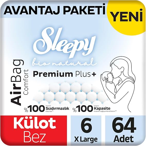 Sleepy Bio Natural Premium Plus Airbag Comfort Avantaj Paketi Külot Bez 6 Numara Xlarge 64 Adet