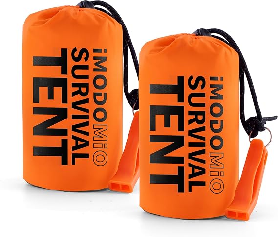 2 Person Mylar Emergency Shelter Tube Tent with Paracord & Whistle