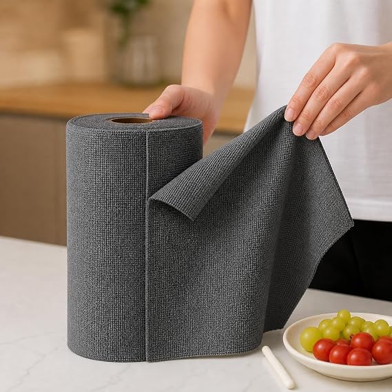 SuperClear Mikrofiber Pratik Temizlik Bezi, 30X30 cm Cırtlı Çok Amaçlı Mutfak Banyo Bezi 1 Rulo, 25 Adet - Asorti Renkler, Flora F272