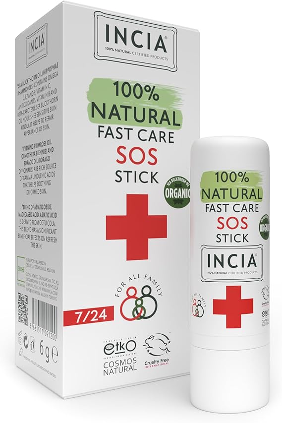 INCIA%100 Doğal Sos Stick Anlık Yatıştırıcı Organik Yalancı İğde Hızlı Koruma Bitkisel 6 G