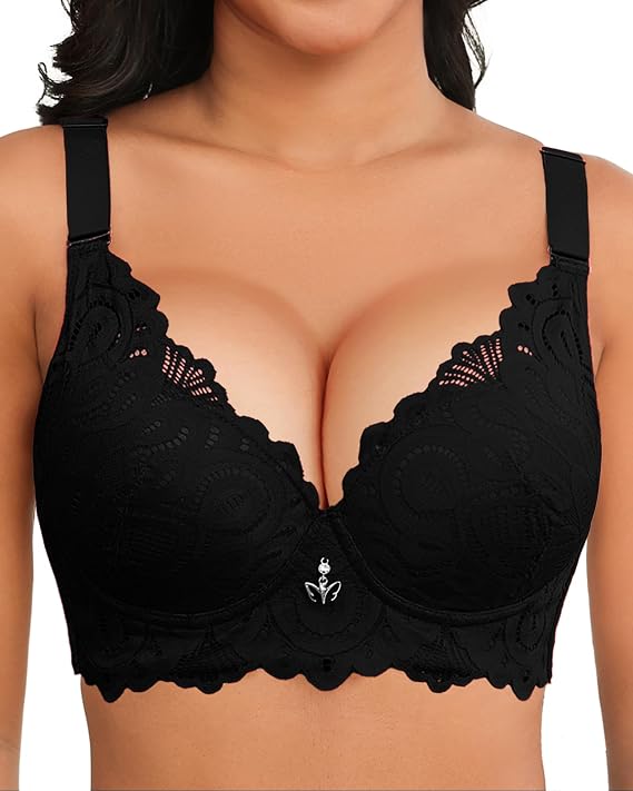 Svmer Push Up Lace Bra for Women Underwire Plus Size Comfortable Brassiere