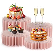 Buffet Risers Food Risers for Buffet Table Acrylic Risers Display Stands Tall Cake Stands Cylinder Stands for Party Pedestal Cake Stand Dessert Table Display Set Cupcake Stands Cupcake Display (Pink)