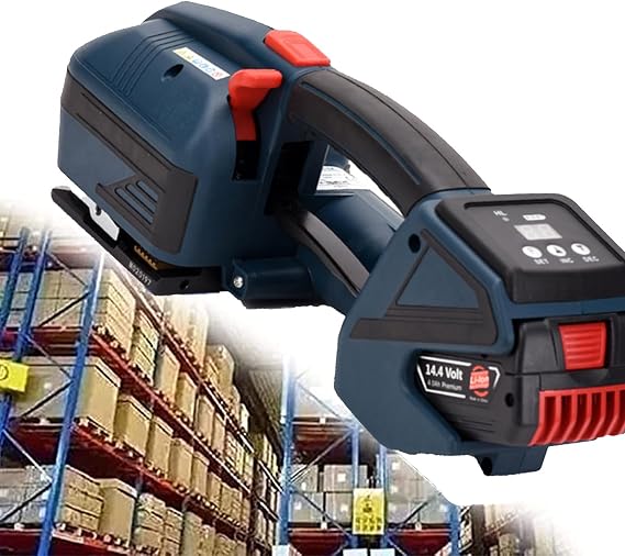 RayGenius Electric automatic strapping machines, hand-held strapping machines, 13-19 mm PET/PTE straps, electric strapping machines for stationary packaging,2Battery