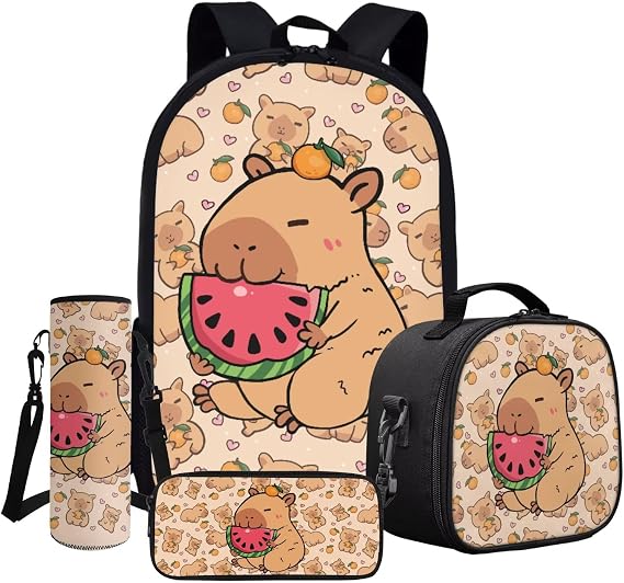 17 Inch School Bookbag Set 4 Pieces Backpacks Insulated LunchBox Lightweight Children Casual Rucksack