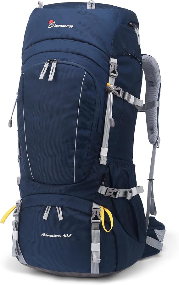 Mountaintop Trekking Backpack 50L/60L Hiking Backpack Men Women Travel Backpack Large Backpack with Rain Cover for Outdoor Travel Camping Trekking