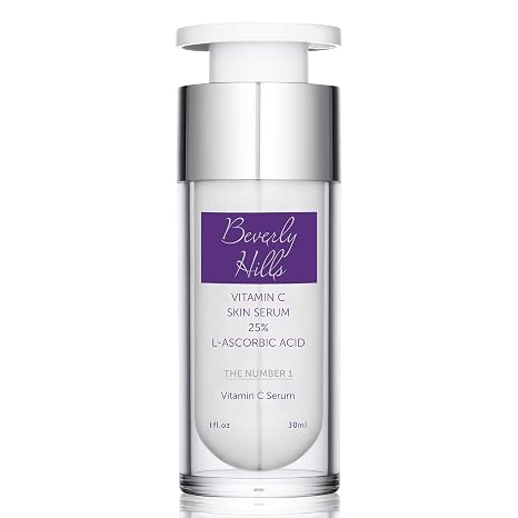 Beverly Hills Vitamin C Gesichtsserum 25% mit Hyaluronsäure & L-Ascorbinsäure Anti-Aging Serum gegen Hyperpigmentierung UV-Schäden & Falten Feuchtigkeitscreme Skincare für strahlende Haut - 30ml