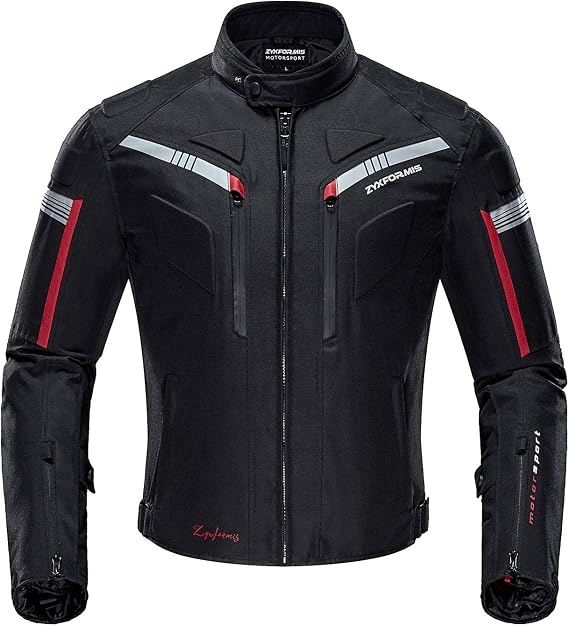 Mens Motorcycle Jacket, Water-Resistant Windproof Motorbike Riding Jackets with Armoured Shoulder & Elbow Protectors for Summer Winter