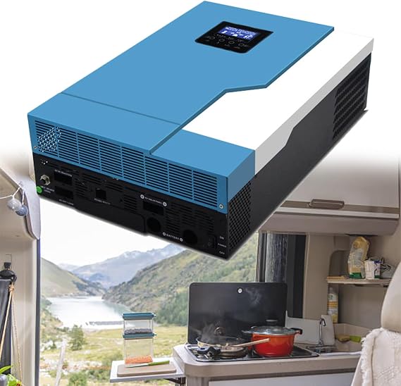 5500W Hybrid Solar Inverter, 48V DC to 220V AC Inverter, with 110A MPPT Controller, Max PV Input 6KW, 500VDC, for Off-Grid Areas, Home, Office
