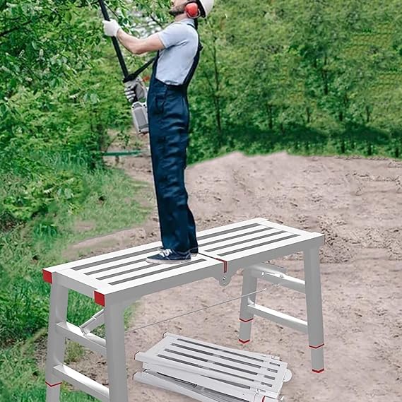 Work Platform Hedge Cutting Scaffolding Brackets w/Adjustable Legs, Foldable Industrial Step Platform for Stair, Engineering Scaffolding for Washing Vehicles(160x30cm(63" x11 3/4"))