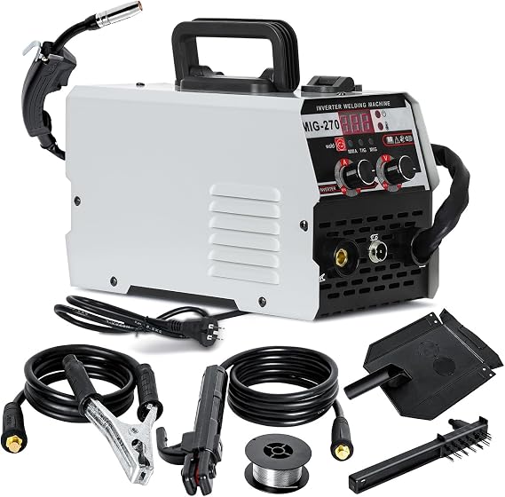 3 in 1 Portable MIG Welder, Gasless 250A 220V Digital MIG Welding Machine, Flux Core Solid Wire MIG ARC Lift TIG Spool Gun Inverter Welders with Ultra LED Display
