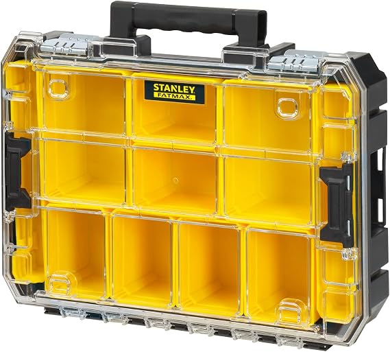 STANLEY FATMAX Organizer with Transparent Lid PRO-STAK, Removable Compartments, Modular Connection, Side Closures, Impact Resistant Lid, FMST82967-1