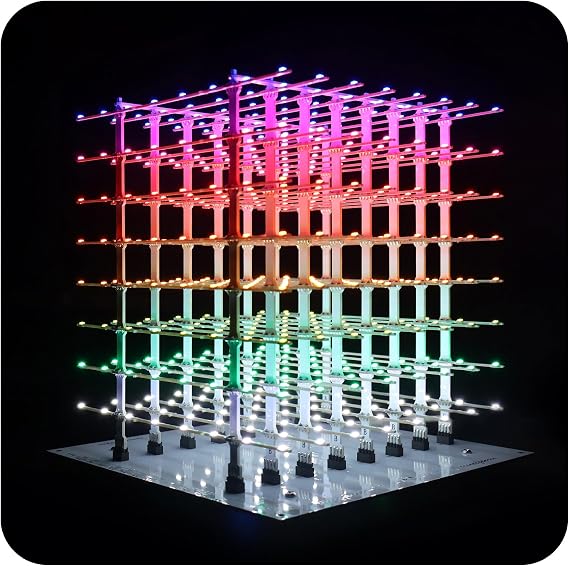 3D8P-MULTI 3D LED Cube Set Electronic Kits LED Cube Kit DIY Kit LED Light Cube DIY Electronics 8 x 8 x 8 Cube Construction Kit (3D8P-MULTI)