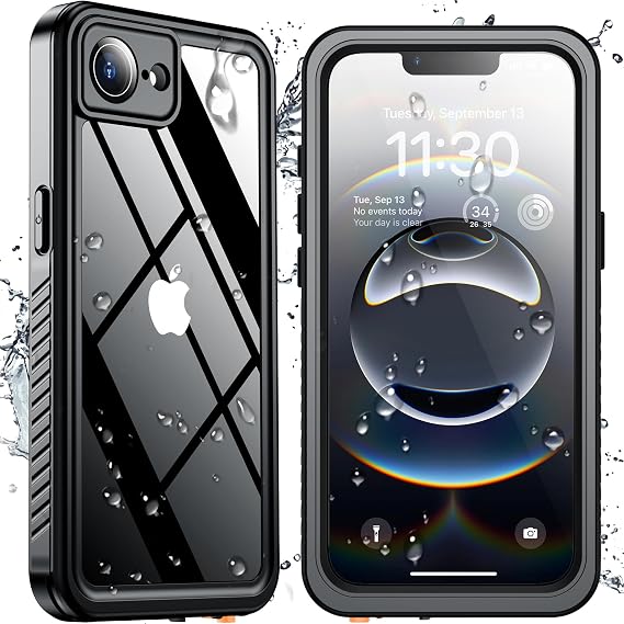 SPIDERCASE for iPhone 16e Case/iPhone 17e Case Waterproof,Black/Clear