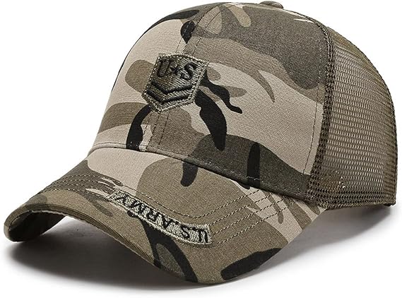 Military Tactical Hats for Men, Mesh Baseball Cap Quick Dry Hat, Camouflage Army Hats Unisex Adjustable Cap
