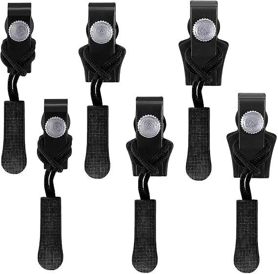 6 PCS Zipper Pull Replacement, Zipper Repair Kit, Replacement Zipper Pulls, Zip Replacement, Zipper Puller Replacement, Removable Zipper Pullers, for Clothes, Jeans, Wallets, Luggage (Black)