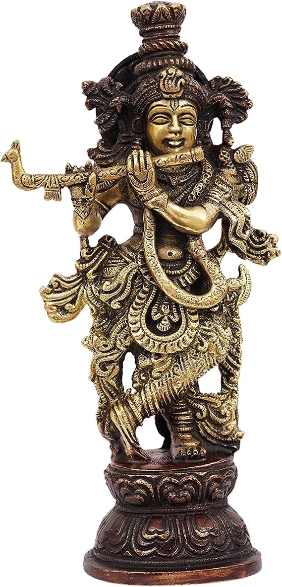 Shri Krishna Small Brass Statue for Puja, Home Mandirs, Gifts 2 X 9.5 X 3 in