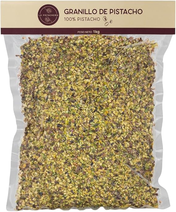 Granillo De Pistachio Iberian Natural Raw Gourmet 100% Pistachio Granules Ideal Pastry Salads Ice Cream Vegan Recipes Decoration Desserts Gluten Free Healthy Protein Snack (1 kg)