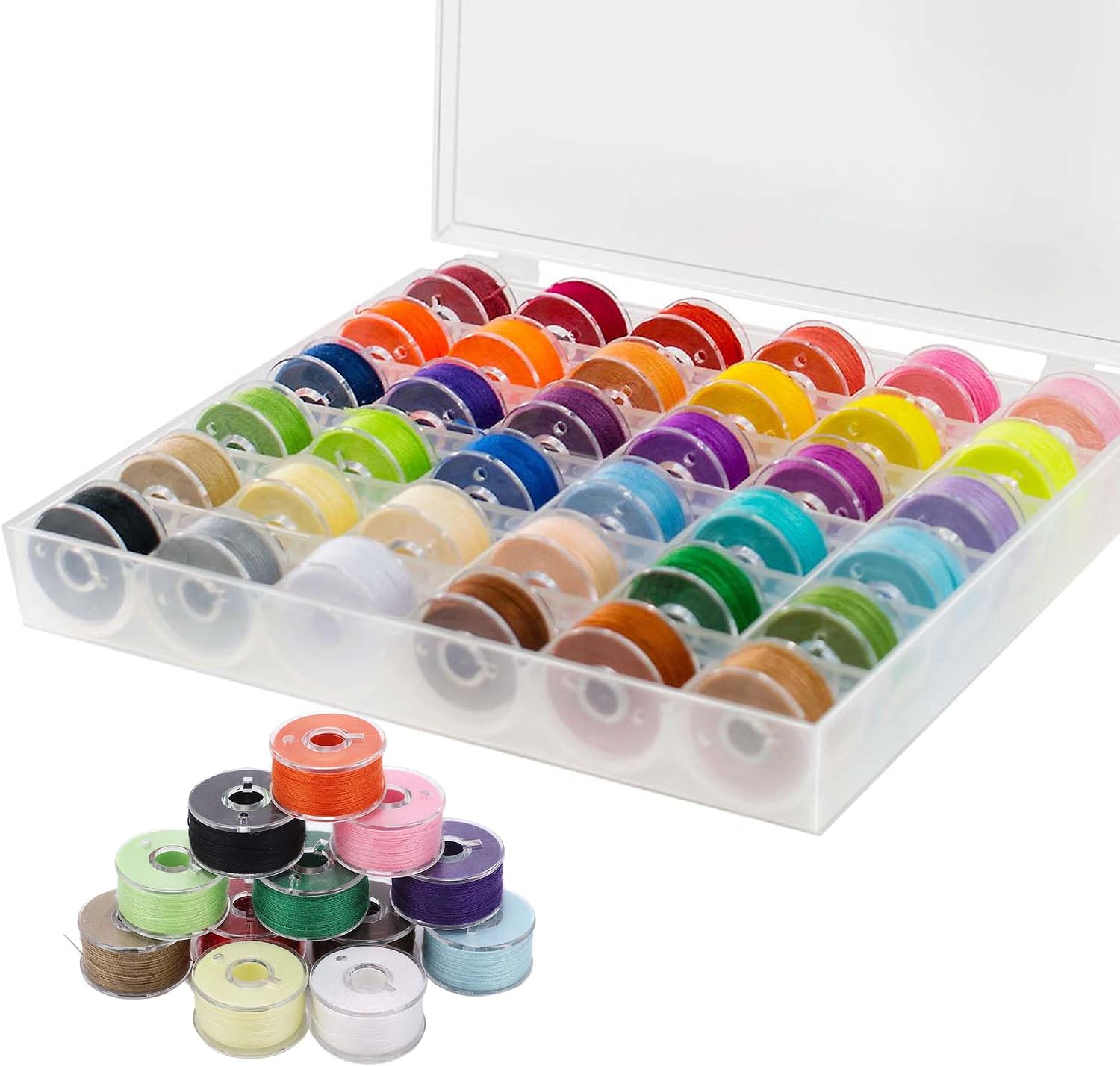 36 Pcs Sewing Machine Bobbin Threads With Case - Accessories for BrotherElnaBabylockJanomeSinger Machines