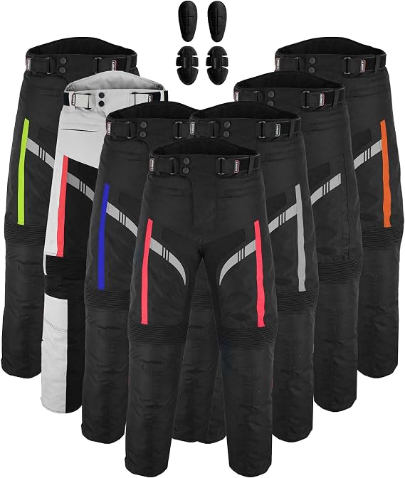 Men’s Motorcycle Trousers Cordura 600D Waterproof – CE Approved EN 17092-4:2020, Knee & Hip Armour, Removable Liner, All Season, Anti-Skid, Zip to Jacket