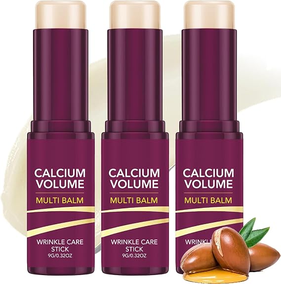 Calcium Volume Multi Balm - 3 Pack Calcium Multi Balm Stick - Collagen Stick for Face,Eyes and Neck Skin - Collagen Balm Stick with Vitamin D & Shea Butter,Intensive Hydration for Dry Skin Care