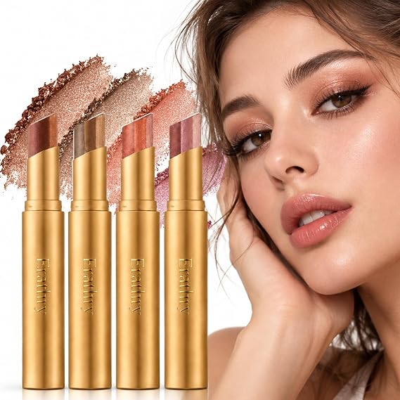 4PCS 3 Colour Gradient Eyeshadow Stick Set, Matte & Shimmer Eye Makeup