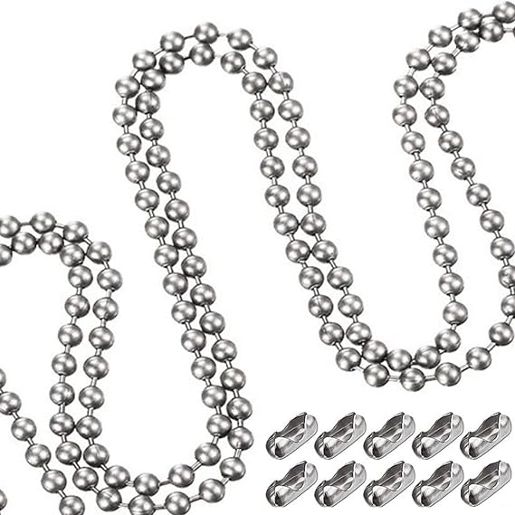 3M Roller Blind Chain – Universal Cord with 10 Connectors, Durable Beaded Chain for Roller Shades, Window Blinds & DIY Repairs, Easy Installation.