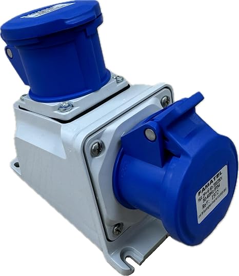 Commando Type Professional Quality Surface Socket,16A, 240V, 50-60Hz, 3 Pin (2P+E), Single Phase, Blue, IP54 + 16A, 240V, 3 Pin (2P+E), IP54, Panel Socket