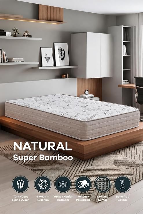 Mobyat Full Ortopedik Natural Süper Bambu Yatak (90 x 190)