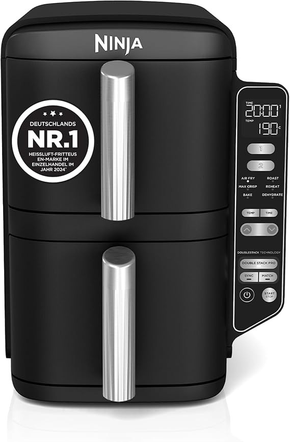 Ninja Double Stack Hot Air Fryer 7.6 L 6 Servings Black