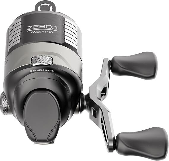 Zebco ゼブコ オメガ プロ スピンキャスト フィッシングリール デュアルセラミックピックアップピン ソリッドブラスピニオンギア GlideLine ll ラインリトリーブシステム スプール済み ブラック