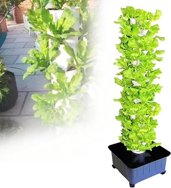 15 Floors 45 Plants Sites Vertical Grow Tower Self-Watering Growing System, Detachable PP Colonization Cups Farm Greenhouse Hydroponic Grow System, Farm Greenhouse Hydroponic Grow System