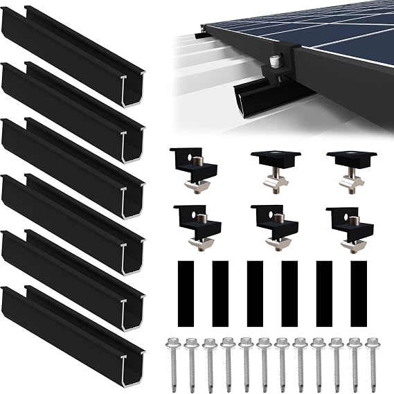 Solar Panel Mount for 2 x Modules 12 cm Rail + Adjustable Clamp