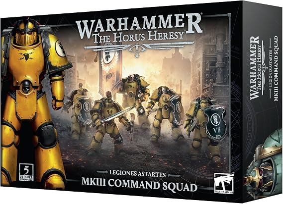Warhammer Games Workshop - Horus Heresy: Legiones Astartes MK III Command Squad (5 Miniatures, 172 Plastic Components, 5x 32mm Bases, 1x Transfer Sheet, Ages 180+)
