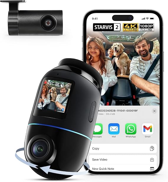 70mai Dash Cam 4K Omni Dash Cam Front Rear Dual STARVIS 2 IMX678 HDR