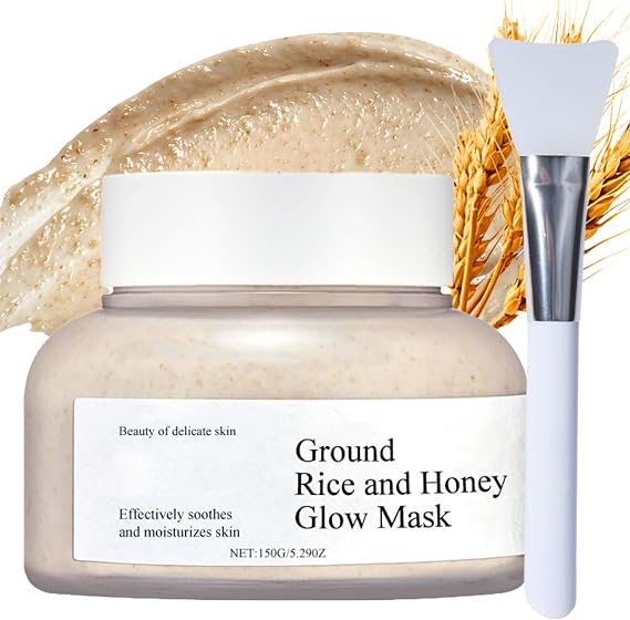 Ground Rice And Honey Glow Mask, Clay Mask For Pores, Rice Mud Mask, Glass Skin Mask,Face Masks Skincare, Hydrating Face Mask, Deep Cleansing, Reducing Pores,Control oil & Brightening,Korean Face Mask